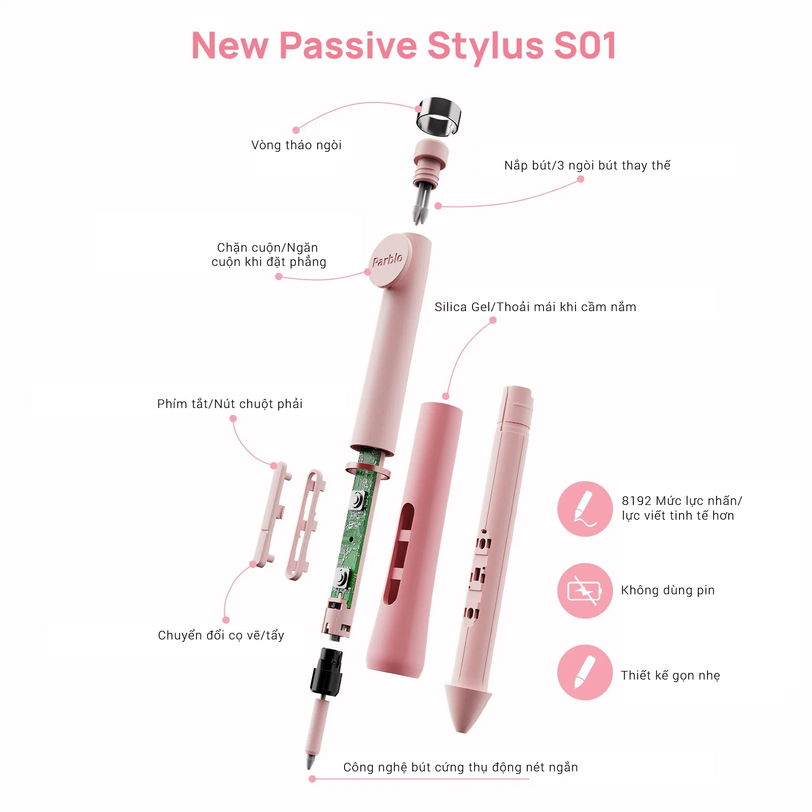 Bảng vẽ điện tử Parblo Intangbo X7 Pink