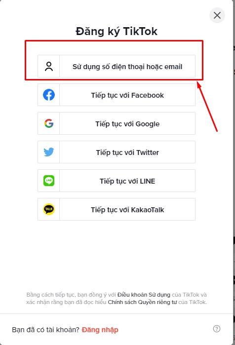 Đăng ký tài khoản tiktok