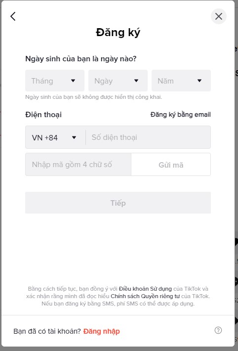 điền thông tin cá nhân