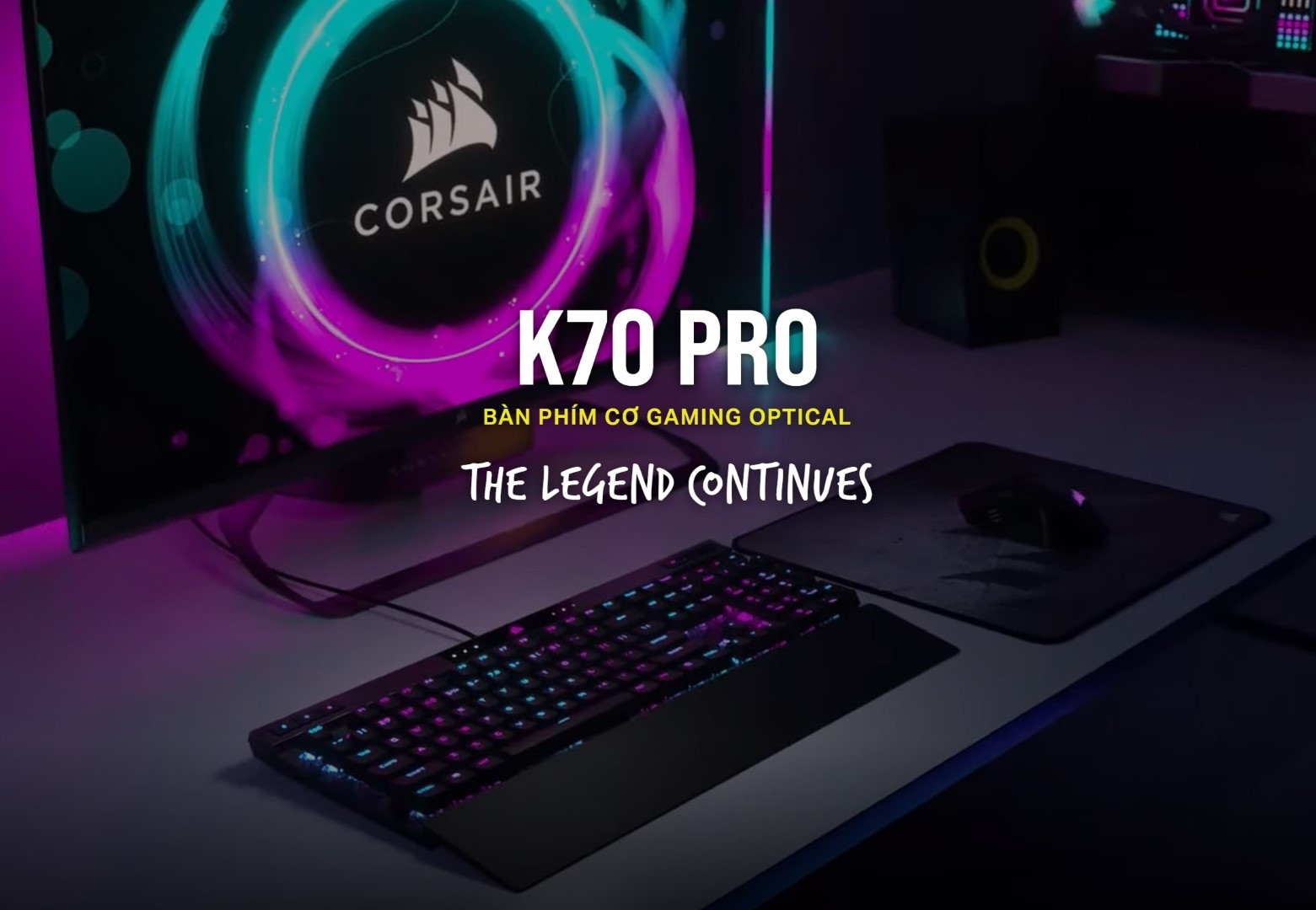 Bàn phím gaming có dây Corsair K70 PRO-BLK-OPX Silver Switch Led RGB CH-910941A-NA