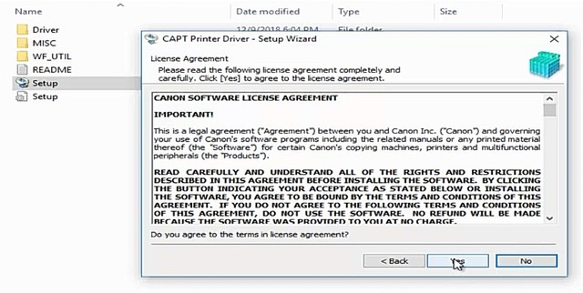 Chọn Yes cài đặt máy in Canon 2900 cho Win 10