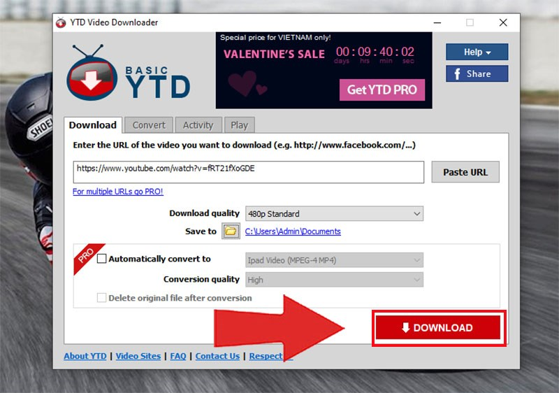 Hoàn thành tải video Youtube chất lượng cao
