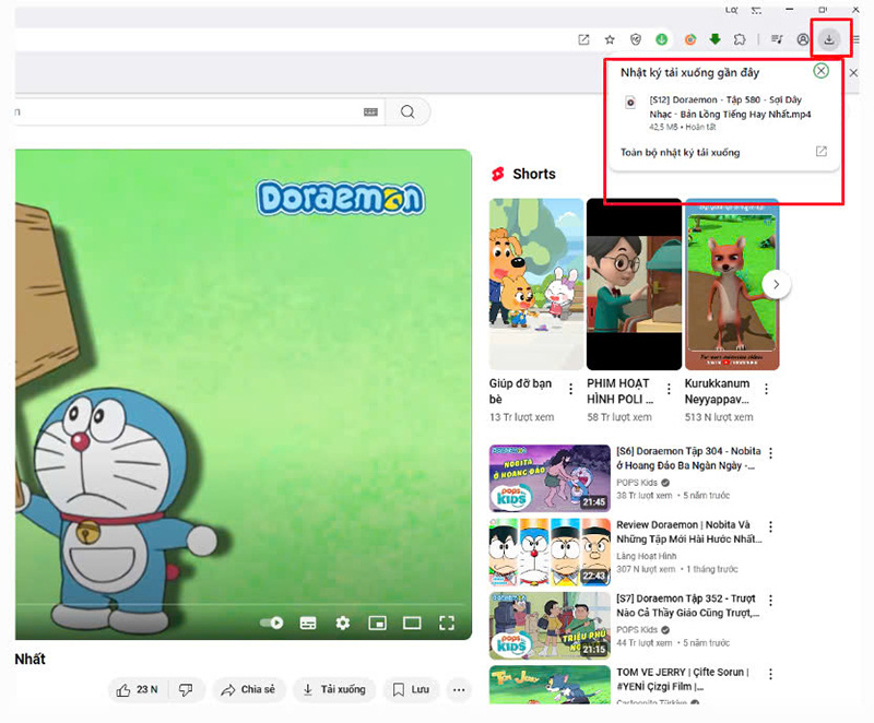 Hoàn thành tải video youtube từ Cốc Cốc