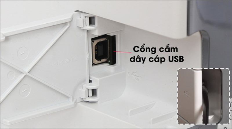Kết nối dây nguồn vào máy in Canon 2900 và bật nguồn