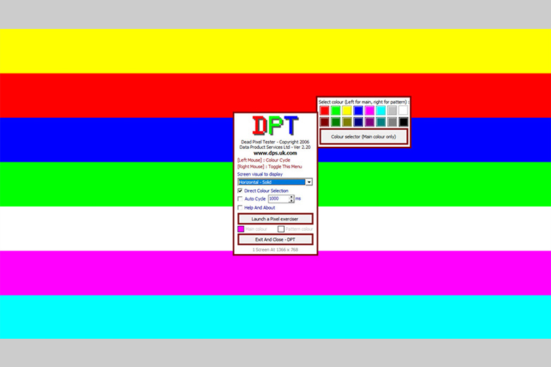 Phần mềm test màn hình laptop Dead Pixel Locator