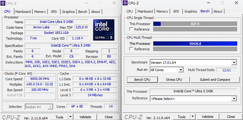 Bài test CPU-Z Benchmark