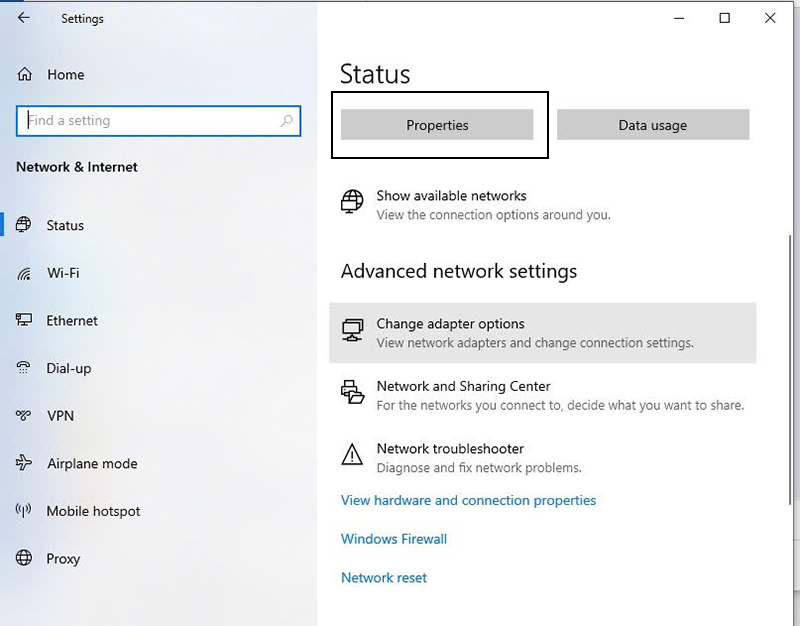 Bước 2: Kiểm tra lại thiết lập mạng LAN