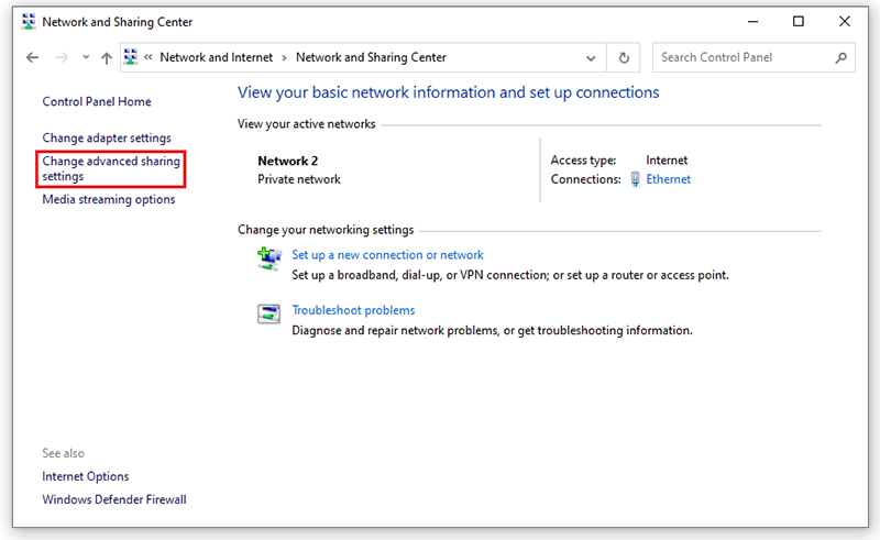 Bật chế độ Turn on của Network discovery