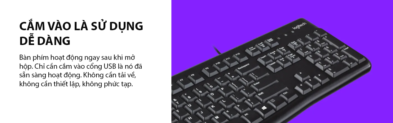 Bàn phím Logitech K120 (USB/Đen)  4