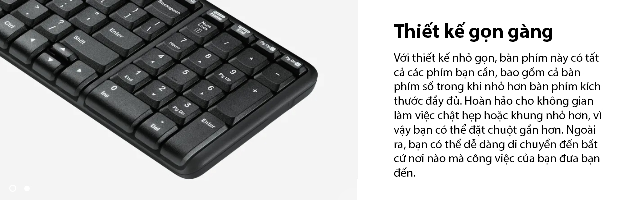 Bộ bàn phím chuột không dây Logitech MK220 Wireless (USB/đen) 1