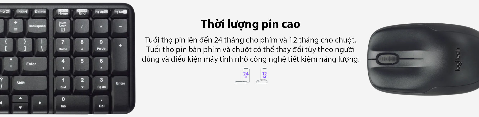 Bộ bàn phím chuột không dây Logitech MK220 Wireless (USB/đen) 4