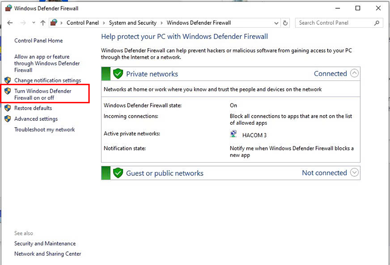 B4 - Tắt tường lửa trên Windows 10