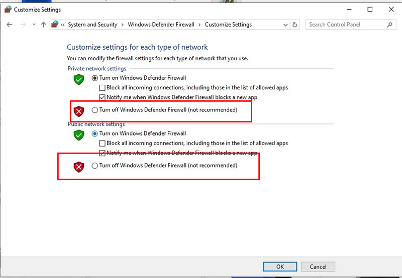 B5 - Tắt tường lửa trên Windows 10