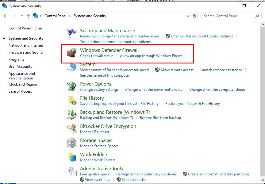 B3 - Tắt tường lửa trên Windows 10