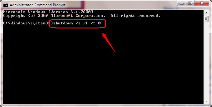 Dùng Command Prompt (Admin) để tắt máy tính