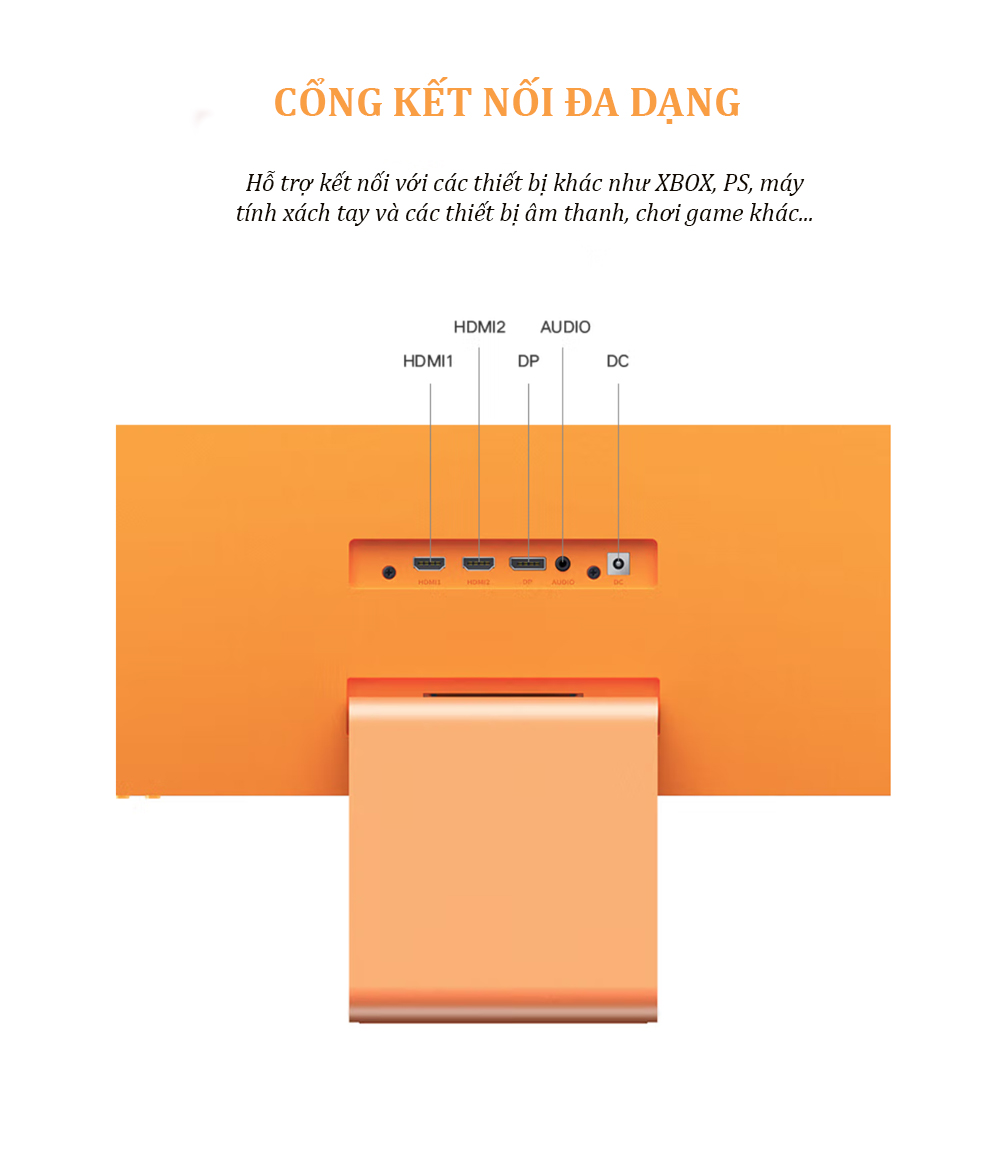 Sản phẩm được trang bị đầy đủ các cổng kết nối gồm HDMI, DisplayPort 1.2, DVI và Audio Out, giúp người dùng dễ dàng kết nối với nhiều thiết bị khác