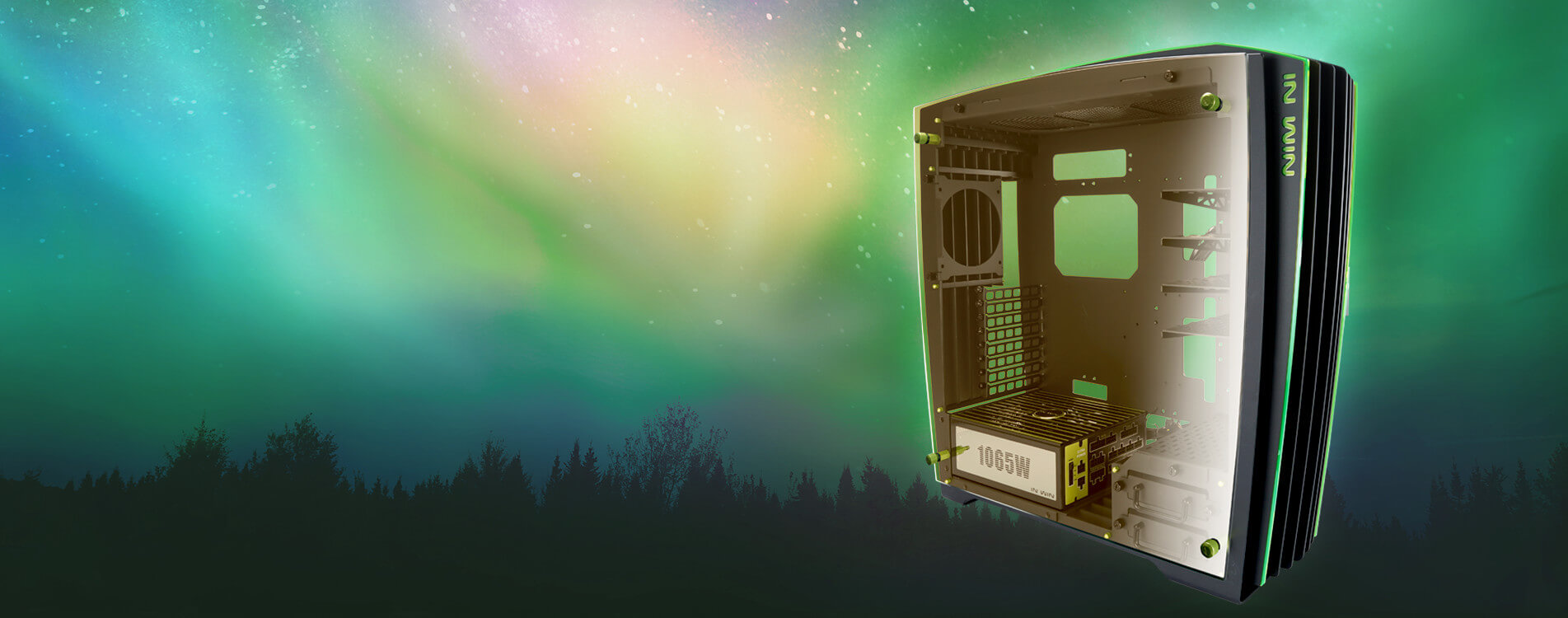 Case In-Win H-Frame Green 2.0 + SII-1065W - 30th Anniversary Premium Signature Combo Full-Tower Đen/Xanh Lá giới thiệu 2