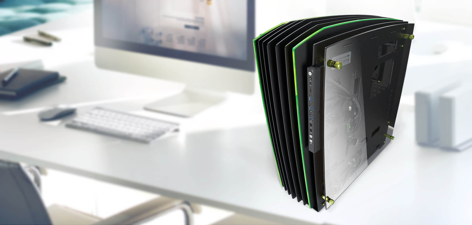 Case In-Win H-Frame Green 2.0 + SII-1065W - 30th Anniversary Premium Signature Combo Full-Tower Đen/Xanh Lá giới thiệu 3