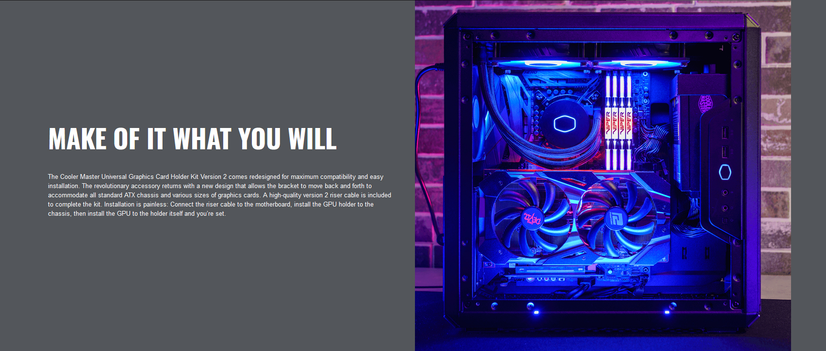 Riser Cooler Master VERTICAL GRAPHICS CARD HOLDER KIT V2 giới thiệu
