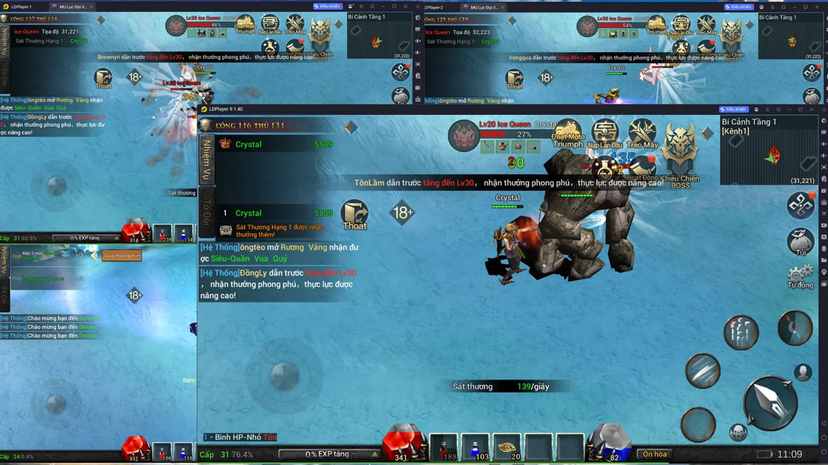 PC Xeon Dual E5-2680v4 từ HACOM giúp bạn Auto Farm MU Lục Địa mượt mà trên BlueStacks 5, Noxplayer, tận dụng RAM ECC 64GB để chạy đồng thời nhiều acc giả lập mà không lo giật lag hay treo máy.