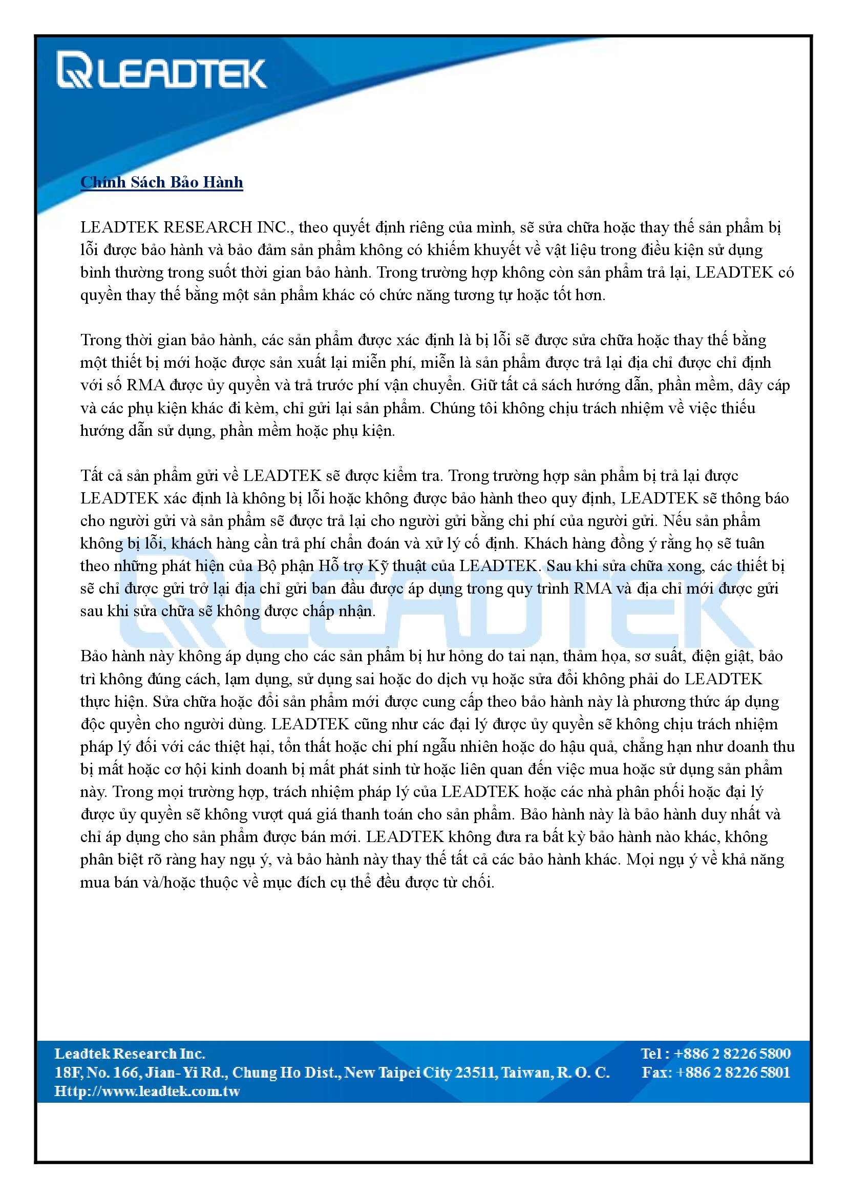 LEADTEK cập nhật chính sách bảo hành mới từ 2025