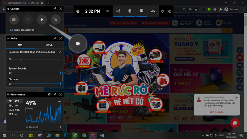 Bước 2: Thực hiện quay màn hình laptop nhanh chóng