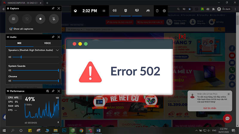 Nhược điểm khi quay màn hình laptop bằng GAME BAR