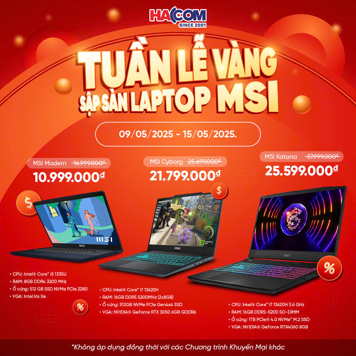 Tuần lễ vàng  - Sập sàn Laptop MSI tại HACOM!