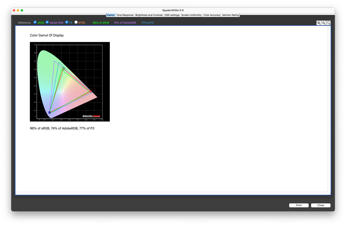 kết quả đo không gian màu của Viewsonic VX2479A-HD-PRO