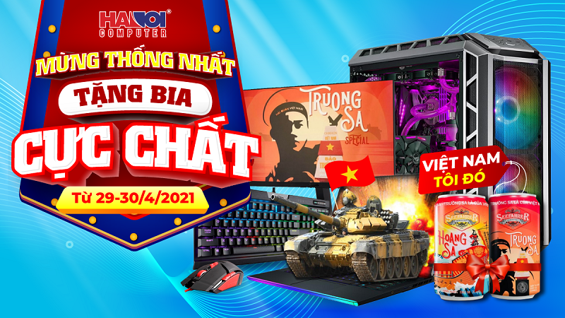Hanoicomputer-Mừng thống nhất tặng bia cực chất 
