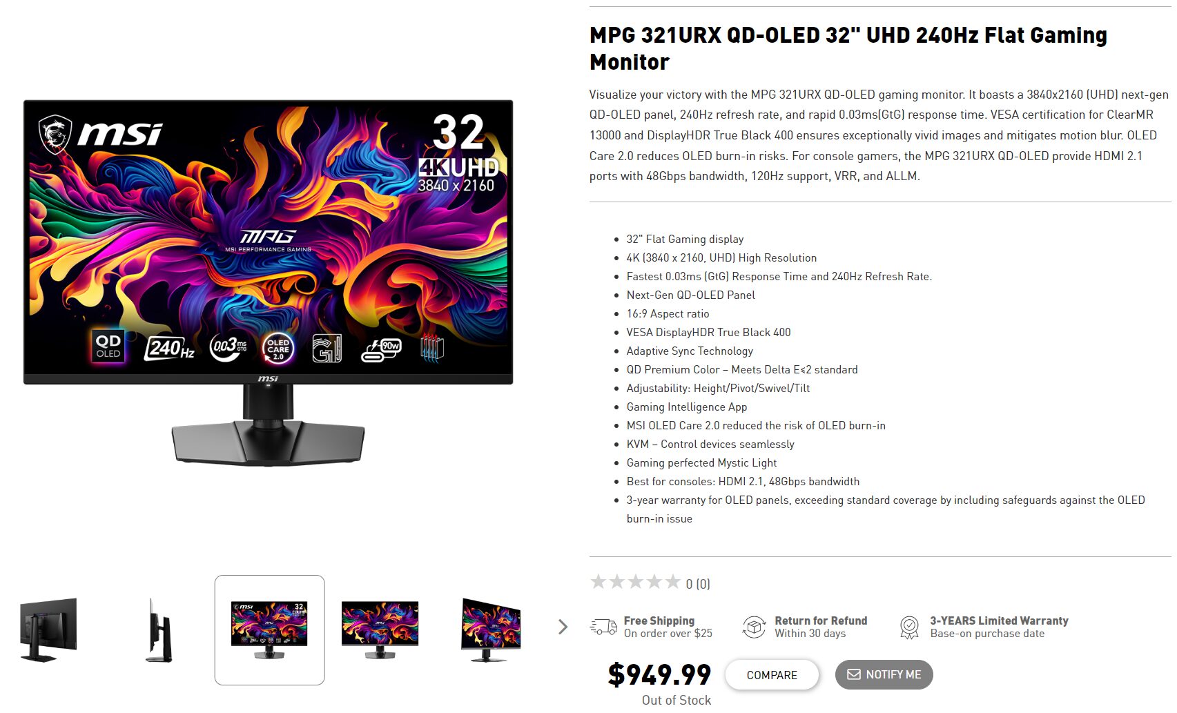 MSI MPG 321URX giảm 350$ so với mức giá ban đầu đưa ra