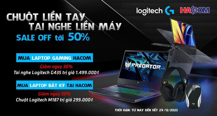 Khuyến mại giảm giá chuột và tai nghe Logitech khi mua cùng Laptop