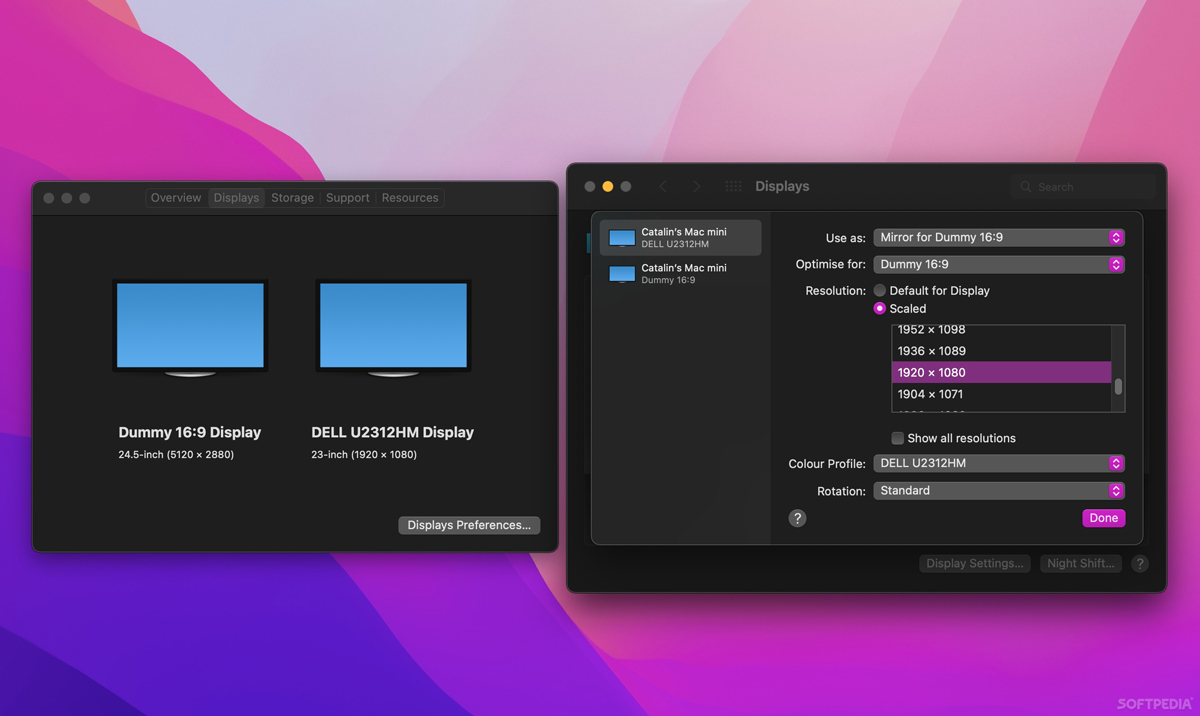 phần mềm giúp tối ưu trải nghiệm hiển thị cho mac mini