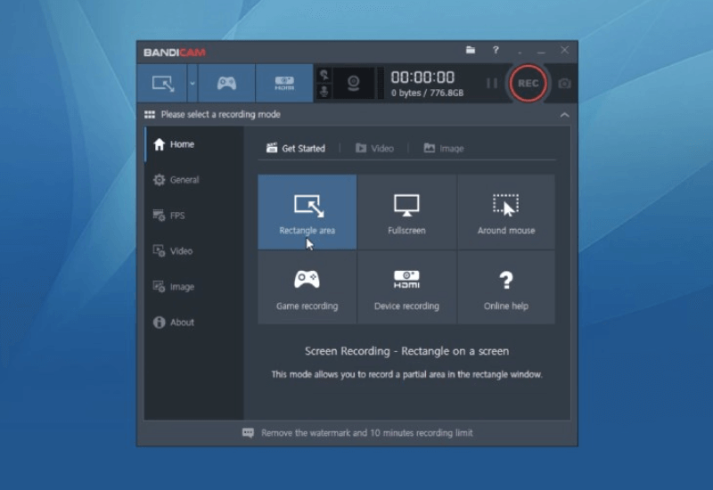 Phần mềm test fps Bandicam Screen Recorder