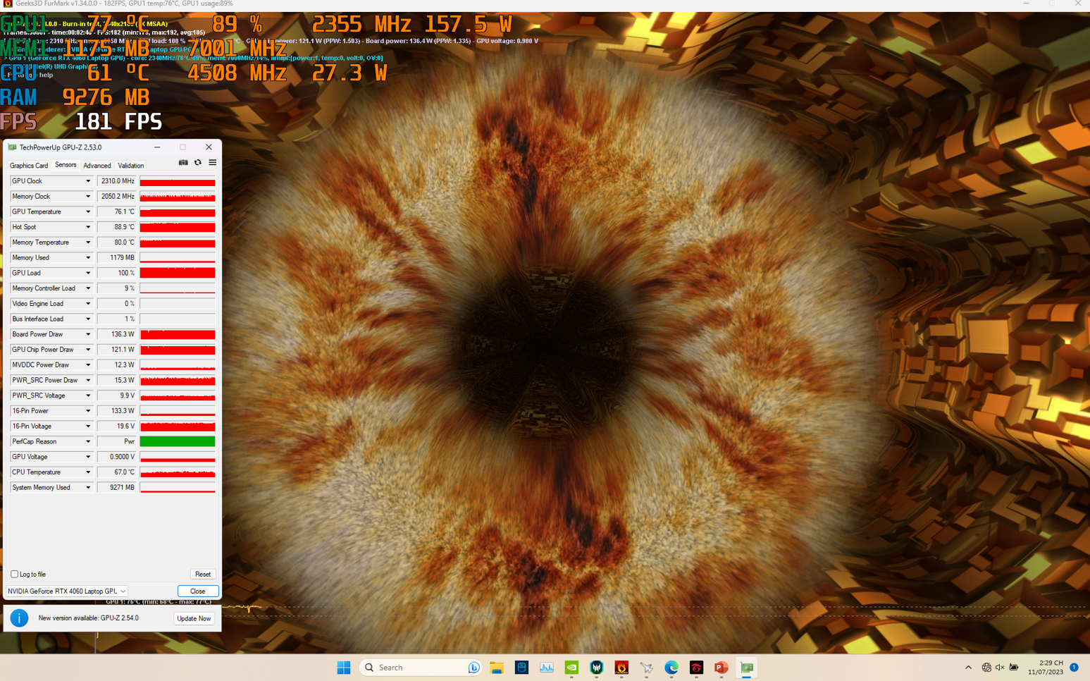 Ở độ phân giải 8K, tốc độ khung hình trung bình đo được là 181 FPS