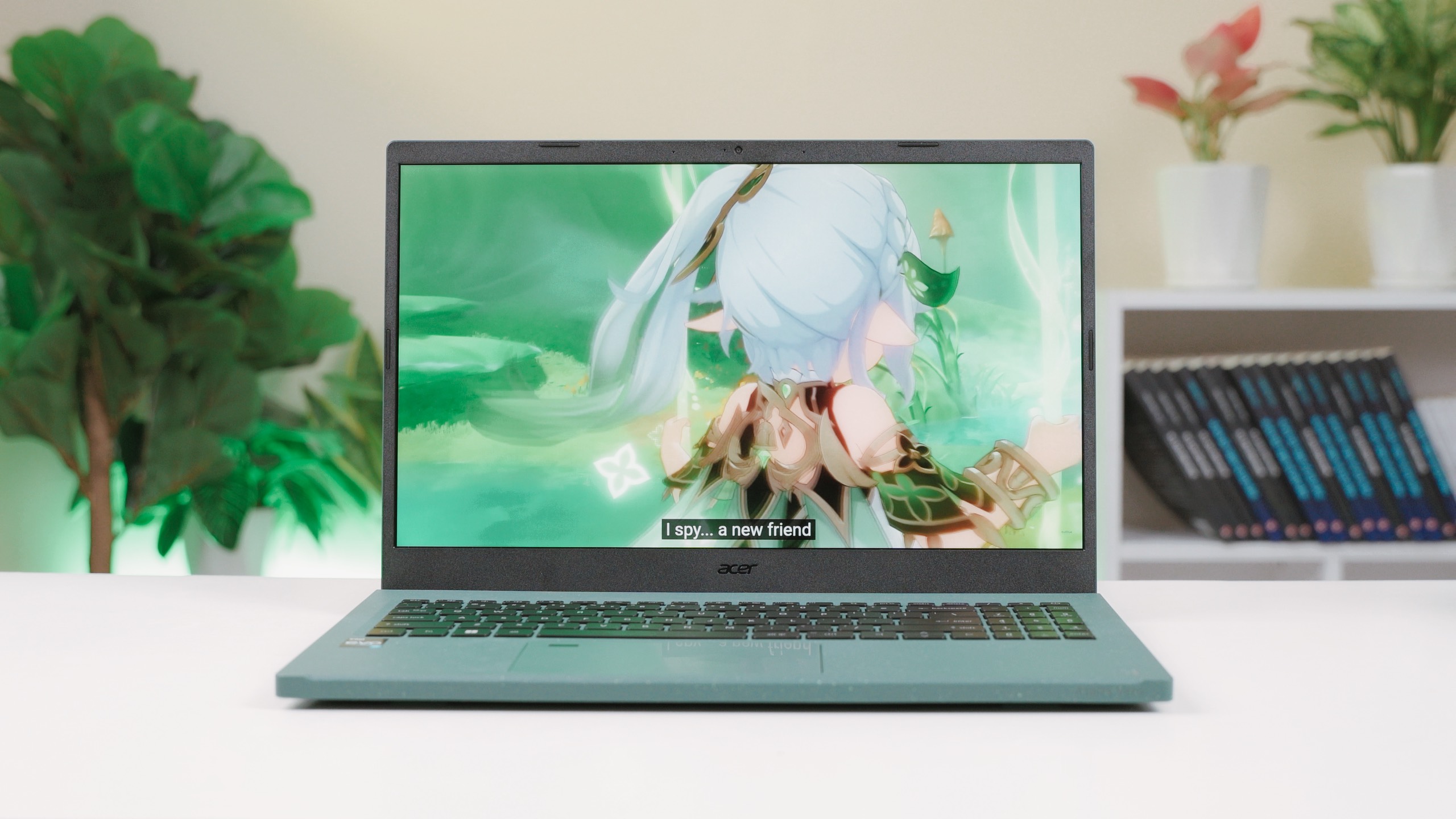 Acer Aspire Vero 15 ghi điểm ngay từ cái nhìn đầu tiên với một tone màu nhẹ nhàng, rất “xanh” theo đúng tiêu chí của sản phẩm