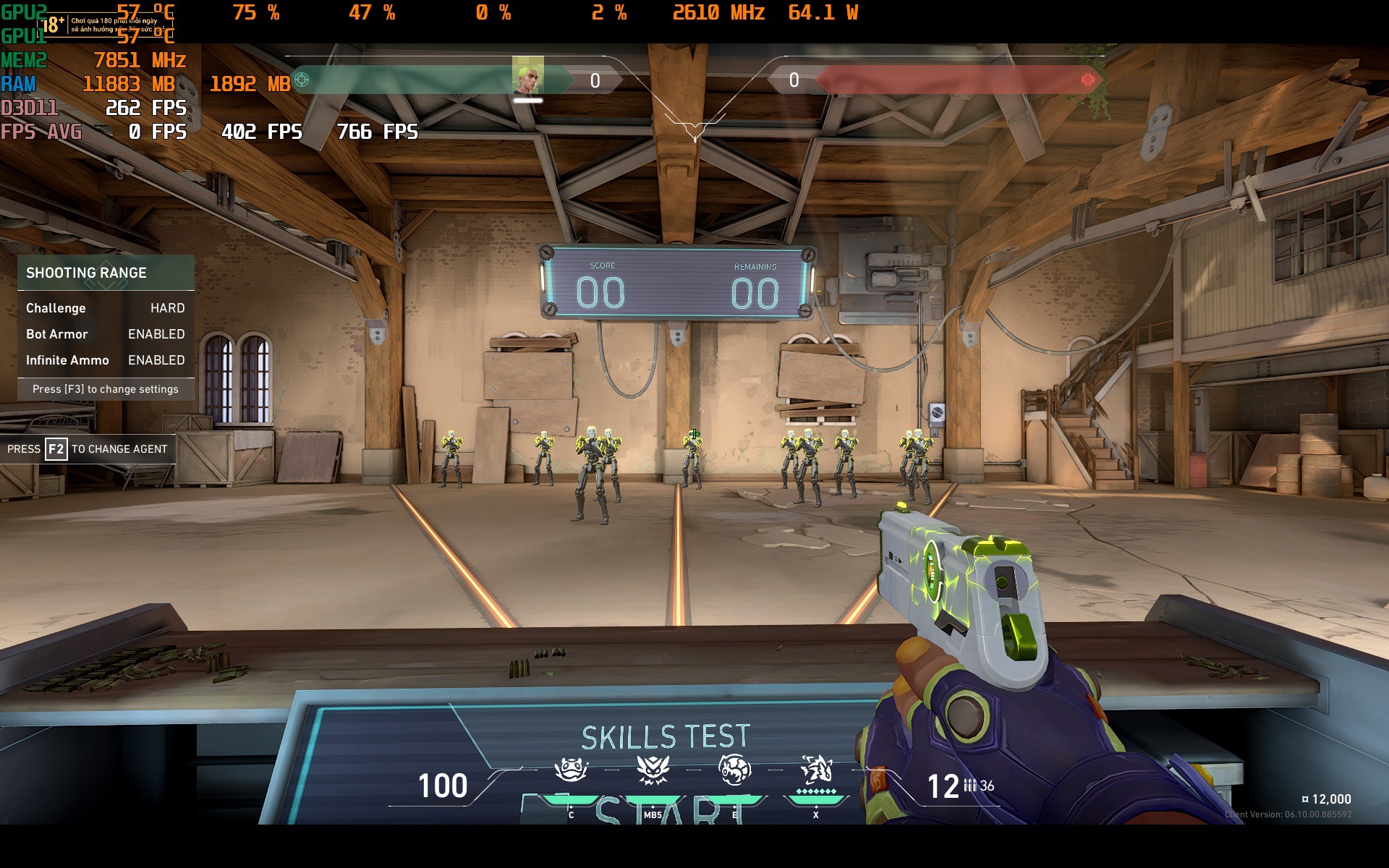 Màn hình chờ có thể đạt tới 600 FPS, khi vào game vẫn ổn định ở mức độ 240-250 FPS