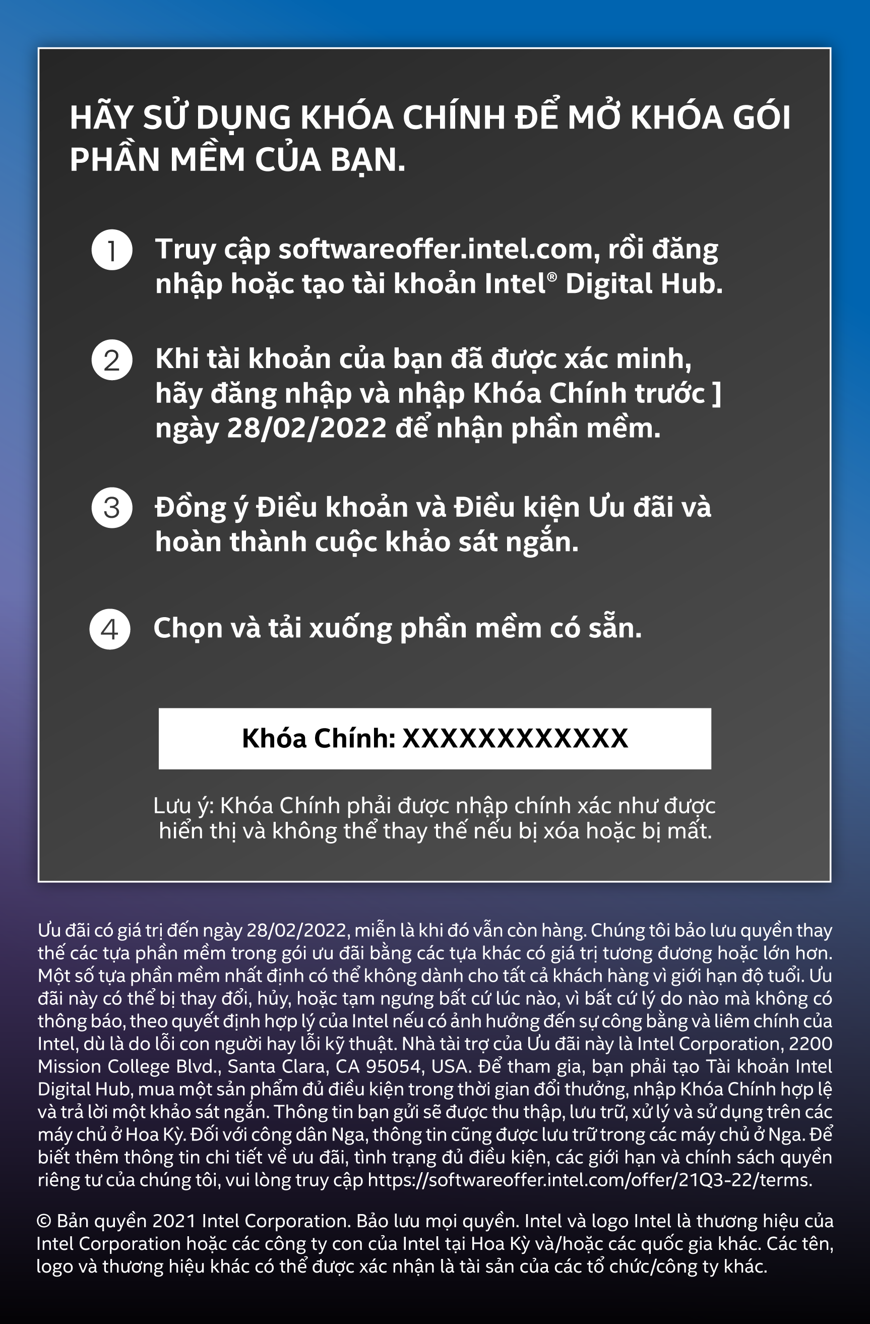 nhận code phần mềm từ intel trị giá 95$