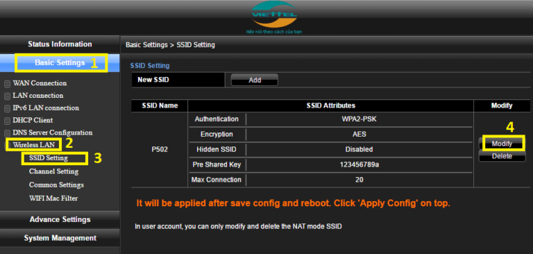 hanoicomputer-Hướng dẫn đổi mật khẩu wifi đơn giản viettel