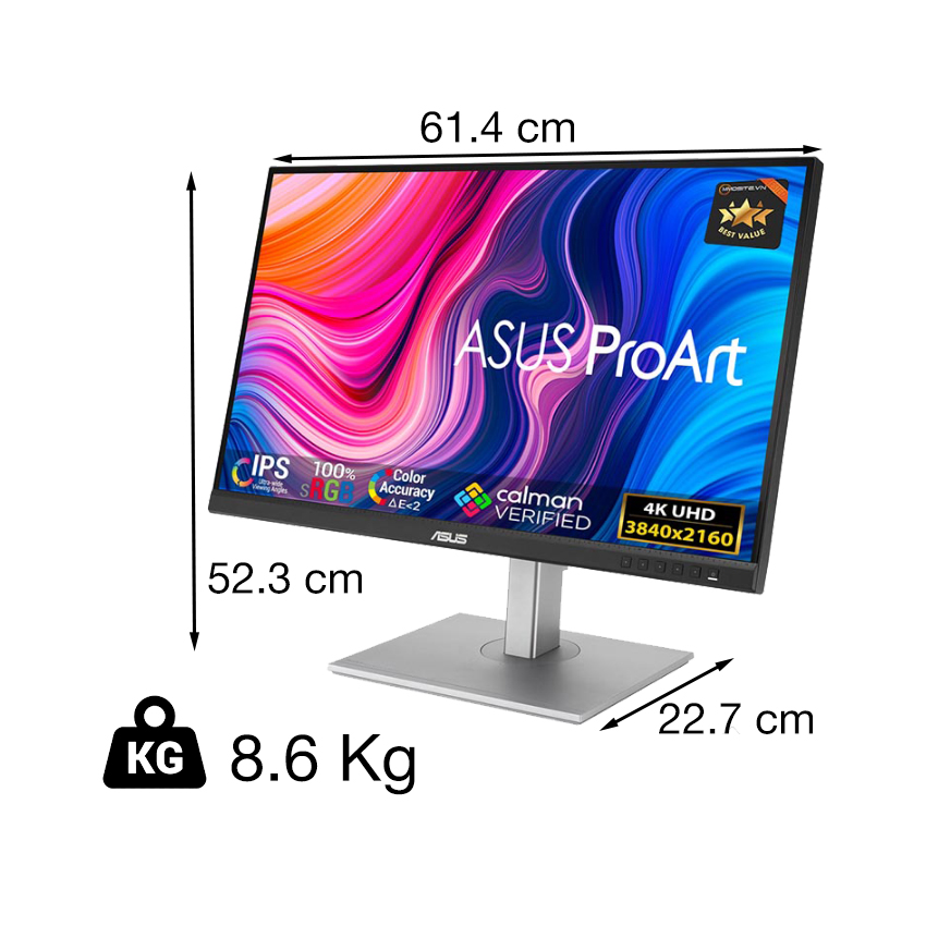 Điểm nổi bật của ASUS ProArt PA279CV nằm ở độ phân giải 4K UHD, mang đến mật độ điểm ảnh cao hơn gấp 4 lần so với màn hình Full HD thông thườn
