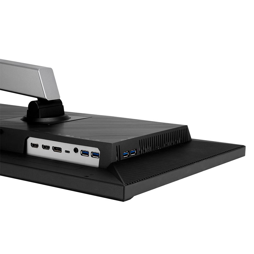 Màn hình được trang bị USB-C, HDMI, DisplayPort, USB Hub và cổng Audio, đáp ứng tốt nhu cầu kết nối với nhiều thiết bị khác nhau.
