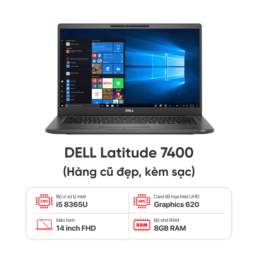 Latitude 7400 nặng chỉ 1.35kg - đây là mức cân gây bất ngờ với một chiếc laptop 14 inch doanh nhân.