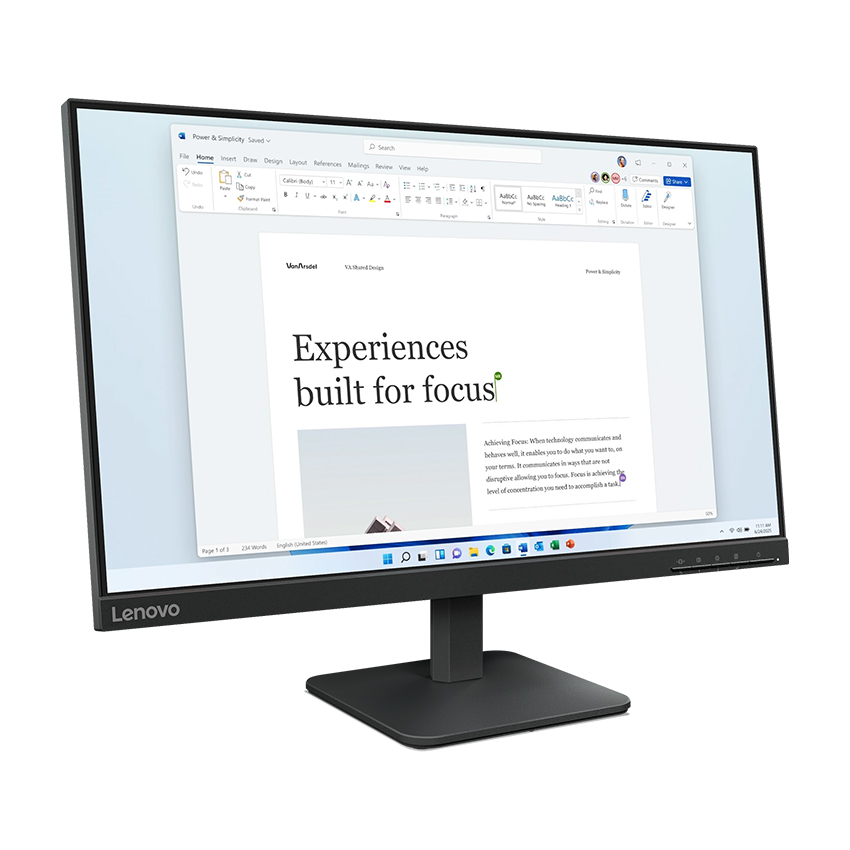 Lenovo L24-4e là mẫu màn hình phẳng 23.8 inch hướng đến người dùng văn ph&ograve;ng, học sinh &ndash; sinh viên và nhu cầu giải trí cơ bản