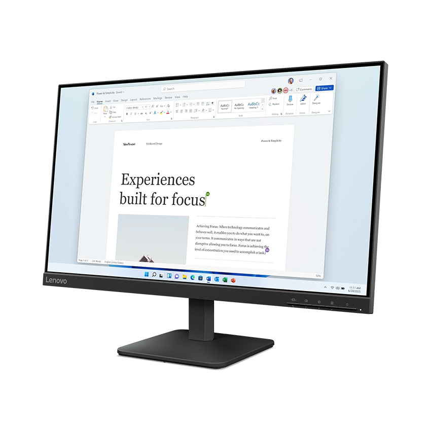 Sử dụng công nghệ IPS, màn hình Lenovo mang lại góc nhìn rộng 178 độ và khả năng hiển thị màu sắc đồng đều.