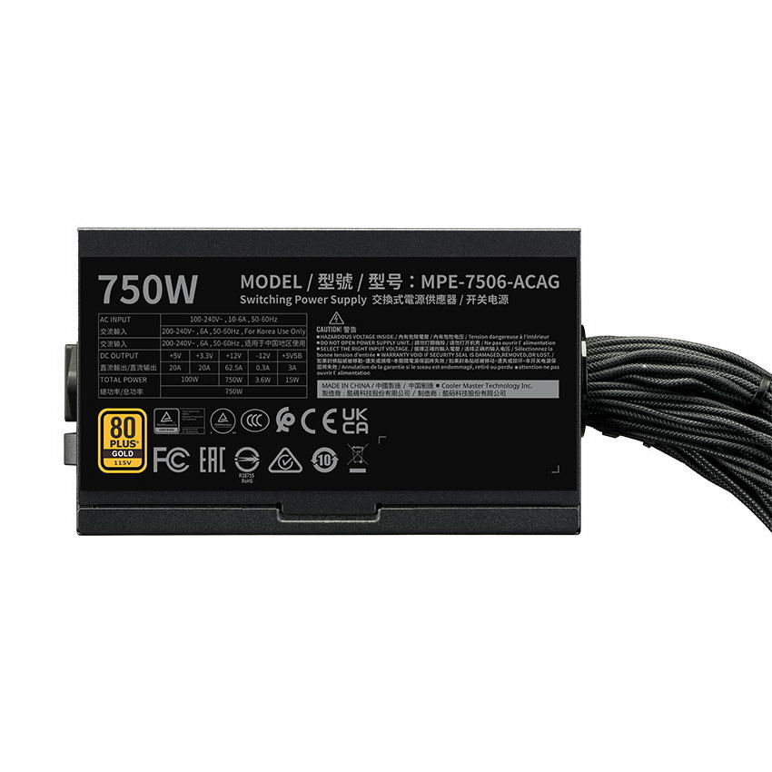 Nguồn máy tính Cooler Master MWE Gold 750 V3 NM FR - 750W (80 Plus Gold/ATX3.1 4
