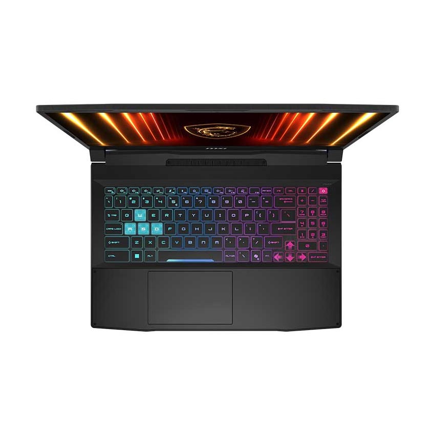 Katana 15 HX B14WFK-025VN dùng bàn phím gaming RGB 4 vùng, vừa tạo điểm nhấn thị giác vừa hỗ trợ nhận diện phím r&otilde; hơn trong môi trường ánh sáng yếu.