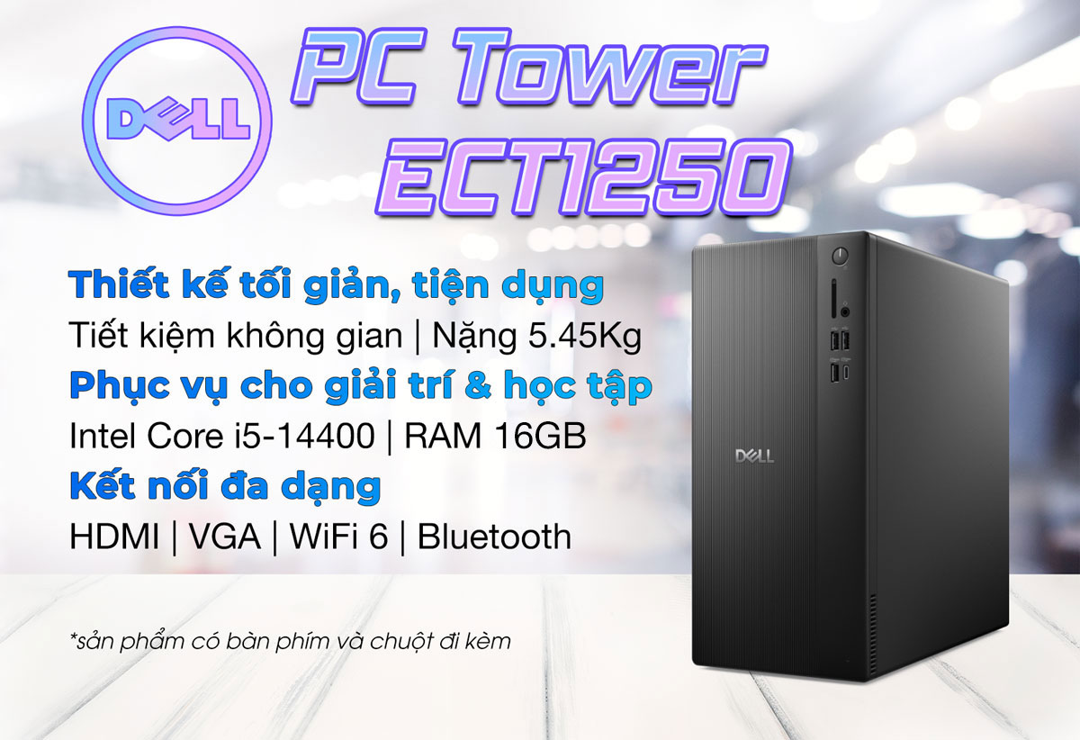 PC Dell Tower ECT1250 (71066637) là lựa chọn cho doanh nghiệp và văn phòng với cấu hình mạnh mẽ