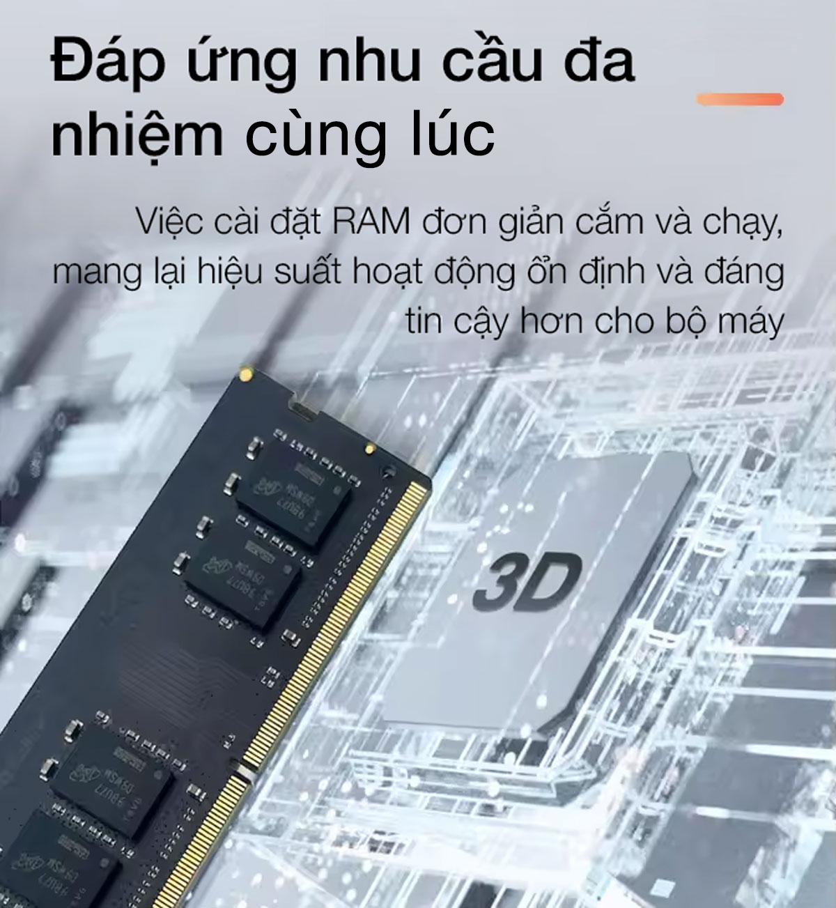 Dung lượng RAM lớn giúp máy chạy đồng thời nhiều ứng dụng thiết kế mà vẫn duy trì hiệu năng ổn định.