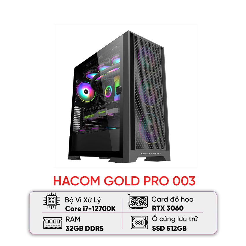 PC HACOM GOLD PRO 003 (I7 12700K/B760/32GB RAM/512GB SSD/RTX 3060 12GB) - Hình 1
