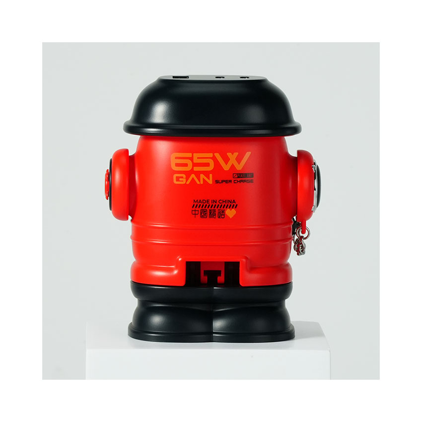 Củ sạc Divoom Dipow-65 màn hình LED 2C1A, màu đỏ - Hình 5